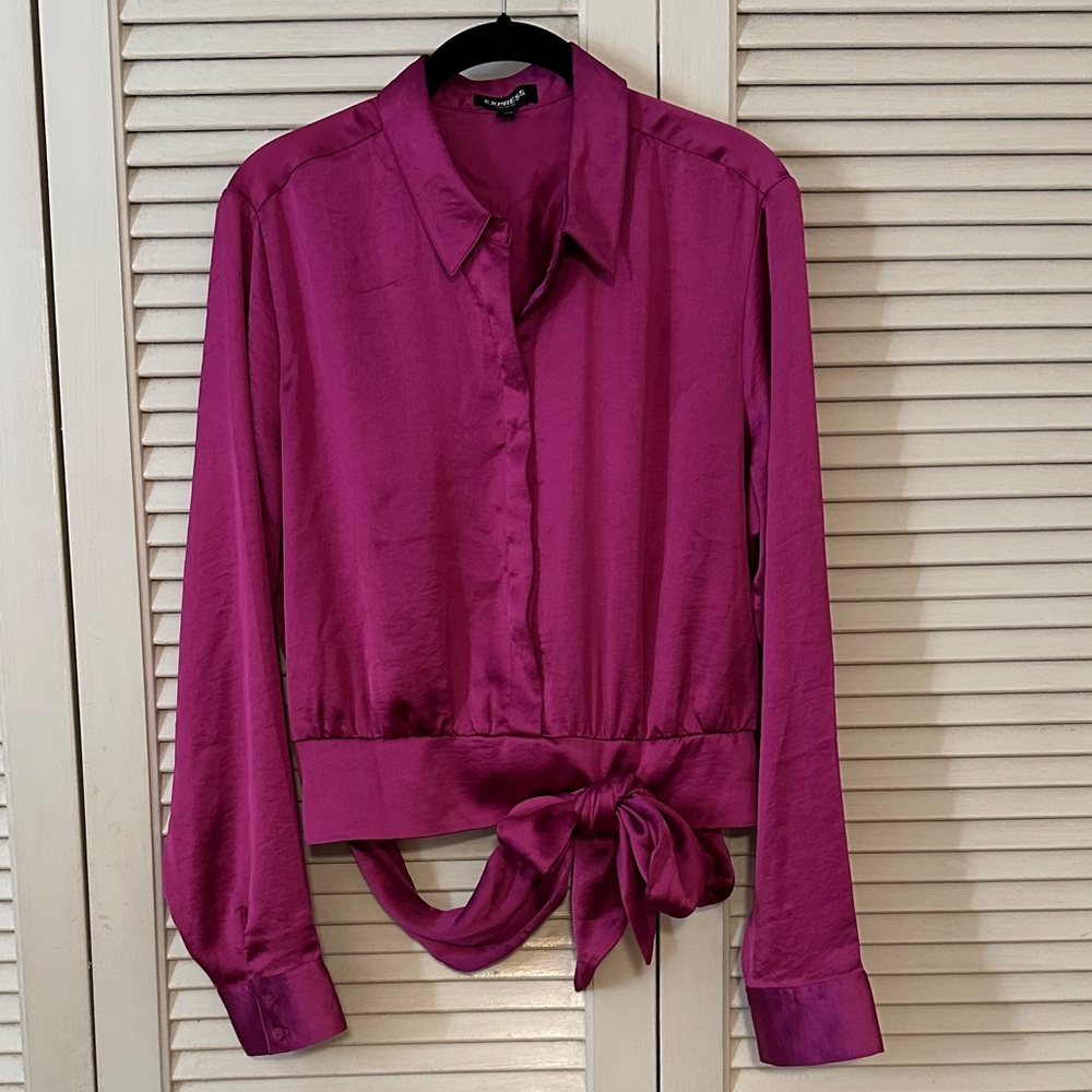 Express Magenta Satin Blouse